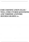 EMD CERTIFICATION EXAM / WELL STRUCTURED QUESTIONS AND VERIFIED ANSWERS 2023/2024 GRADED A+.