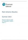 EDEXCEL A LEVEL GEOGRPAHY PAPER 2 MARK SCHEME 2023