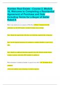 Humber Real Estate - Course 2, Module 16, Welcome to Completing a Residential Agreement of Purchase and Sale Including Terms for a Buyer of Seller Rated A