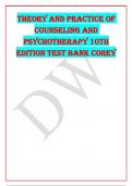 Theory and Practice of Counseling and Psychotherapy 10th Edition Test Bank Corey