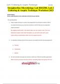 Straighterline Microbiology Lab BIO250L Lab 2  Culturing & Aseptic Technique Worksheet 2023