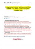 Straighterline Anatomy and Physiology 2 Lab  BIO202L Lab 13 The Respiratory System  Worksheet 2023 Questions and Answers