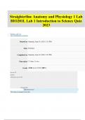 Straighterline Anatomy and Physiology 1 Lab  BIO201L Lab 1 Introduction to Science Quiz  2023