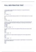 FULL GED PRACTICE TEST QUESTIONS WITH SOLUTION 2023