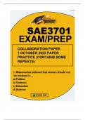 SAE3701 COLLABORATION PAPER 1 OCTOBER 2022 PAPER PRACTICE  EXAM PREP