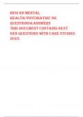 HESI RN MENTAL  HEALTH/PSYCHIATRIC NG  QUESTIONS&ANSWERS THIS DOCUMENT CONTAINS NEXT  GEN QUESTIONS WITH CASE STUDIES  2023