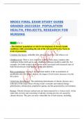 NR503 FINAL EXAM STUDY GUIDE GRADED 2023/2024 POPULATION  HEALTH, PROJECTS, RESEARCH FOR  NURSING