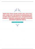 NURS 6501 FINAL EXAM LATEST  FALL  QTR | NURS 6501 ADVANCED PATHOPHYSIOLOGY  LATEST FINAL EXAM WITH ALL 100 QUESTIONS &  CORRECT VERIFIED ANSWERS GRADED A WALDEN  UNIVERSITY(BRAND NEW!!)