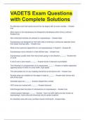 VADETS Exam Questions with Complete Solutions 