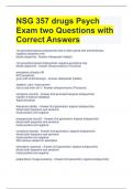 NSG 357 drugs Psych Exam two Questions with Correct Answers 