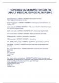 REVIEWED QUESTIONS FOR ATI RN ADULT MEDICAL SURGICAL NURSING