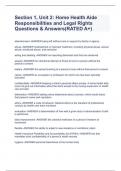 Section 1, Unit 2: Home Health Aide Responsibilities and Legal Rights Questions & Answers(RATED A+)