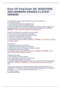 Econ 101 Final Exam 104  QUESTIONS AND ANSWERS GRADED A LATEST VERSION         In a competitive market, excess demand for a good exists whenever....? a. resources are scarce b. the current price is below the equilibrium price c. the current price is above