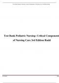 TEST BANK for Davis Advantage for Pediatric Nursing Critical Components of Nursing Care 3rd Edition by Rudd Diane and Kocisko Kathryn Updated A+ Included he -NGN- Next Generation NCLEX Q&A