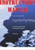 INSTRUCTOR'S MANUAL for Cognitive Psychology: Connecting Mind, Research and Everyday Experience 4th edition by Bruce Goldstein | Complete 13 Chapters