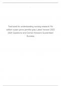 Test bank for understanding nursing research 7th edition susan grove jennifer gray Latest Version 2023 2024 Questions and Correct Answers Guaranteed Success