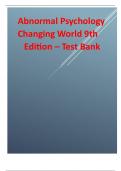 Test Bank for Abnormal Psychology Changing World 9th Edition .pdf