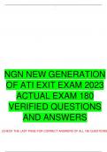 NGN NEW GENERATION OF ATI EXIT EXAM 2023 ACTUAL EXAM 180 VERIFIED QUESTIONS AND ANSWERS