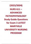 (2023/2024) NURS 611 – ADVANCED PATHOPHYSIOLOGY Study Guide Questions for Exam 3 LATEST 2023 MARYVILLE UNIVERSITY NURSING PROGRAM