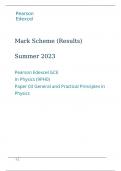 Pearson Edexcel GCE In Physics (9PH0) Paper 03 General and Practical Principles in Physics Marking scheme June 2023 