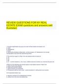  REVIEW QUESTIONS FOR NY REAL ESTATE EXAM questions and answers well illustrated.