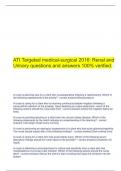  ATI Targeted medical-surgical 2016: Renal and Urinary questions and answers 100% verified.