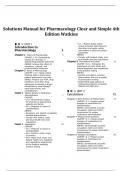 Complete Solution Manual Pharmacology Clear and Simple 4th Edition Watkins Questions & Answers with rationales (Chapter 1-21)