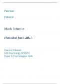 Pearson Edexcel GCE Psychology 9PS0/03 Paper 3 Psychological Skills Marking scheme June 2023