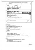 Pearson Edexcel Level 3 GCE Psychology Advanced Subsidiary PAPER 1 Social and Cognitive Psychology June 2023