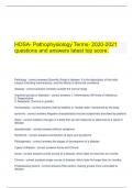   HOSA- Pathophysiology Terms- 2020-2021 questions and answers latest top score.