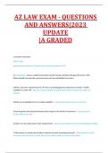 AZ LAW EXAM - QUESTIONS AND ANSWERS|2023 UPDATE |A GRADED 