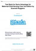 Test Bank For Davis Advantage for Maternal-Child Nursing Care 3rd Edition By Meredith Scannell | | 9781719640985 | Chapter 1-33 | Complete Questions And Answers A+