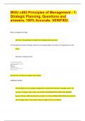 (BOOST YOUR GRADES  FOR 2024 EXAMS). WGU c483 Principles of Management - 1:  Strategic Planning, Questions and  answers, 100% Accurate. VERIFIED. What is Strategic Planning?