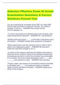 Asbestos PRactice Exam III Actual  Examination Questions & Correct  Solutions| Passed Test