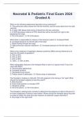 Neonatal & Pediatric Final Exam 2024 Graded A