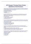  ATI Oxygen Therapy Exam Study Questions And Answers