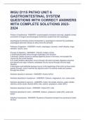 WGU D115 PATHO UNIT 6 GASTROINTESTINAL SYSTEM QUESTIONS WITH CORRECT ANSWERS WITH COMPLETE SOLUTIONS 2023-2024 