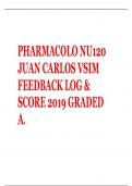 PHARMACOLOGY NU120 JUAN CARLOS VSIM FEEDBACK LOG & SCORE 2019 GRADED A+ 