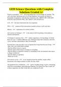 GED Science Questions with Complete Solutions Graded A+