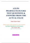 ATI PN PHARMACOLOGY 2022/23 TEST QUESTIONS & ANSWERS FROM THE ACTUAL EXAM