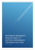 MATERNITY &WOMAN’S HEALTH CARE 11TH EDITION LOWDERMILK TESTBANK 2023-2024 