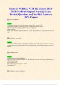 Exam 2: NUR242/ NUR 242 (Latest 2023/ 2024) Medical-Surgical Nursing Exam Review| Questions and Verified Answers| 100% Correct- Galen