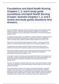 Foundations and Adult Health Nursing Chapters 1, 2, and 6 study guide (oundations and Adult Health Nursing (Cooper, Gosnell) Chapters 1, 2, and 6 review and study guide) Questions And Answers.