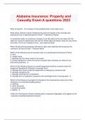  Alabama Insurance: Property and Casualty Exam A questions 2023