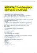 NURS3007 Test Questions with Correct Answers 