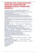 UPDATED CERTIFIED POOL OPERATOR STUDY  GUIDE 2024/2025  QUESTIONS AND  ANSWERS ALREADY PASSED AND  GRADED A+