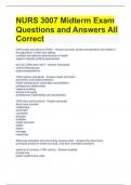 NURS 3007 Midterm Exam Questions and Answers All Correct 