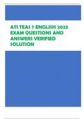 ATI TEAS 7 ENGLISH 2023 EXAM QUESTIONS AND  ANSWERS VERIFIED  SOLUTION