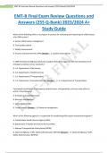 EMT-B Final Exam Review Questions and Answers (255 Q-Bank) 2023/2024 A+ Study Guide