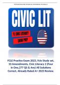 FCLE Practice Exam 2023, Fcle Study set, 10 Amendments, Civic Literacy 2 (Four in One,277 QS & Ans) & 3 more Docs in 1 Bundle. 